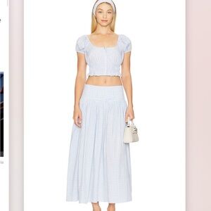 LPA Light Blue Gingham Skirt Set